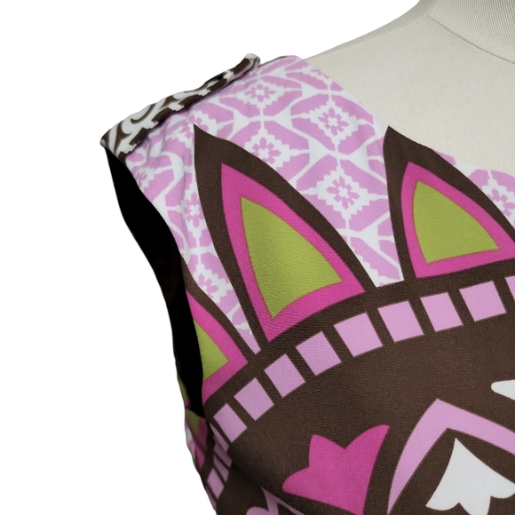 Nicole by Nicole Miller Abstract Medallion Patchwork Sheath Dress Size 10 - Picture 3 of 14